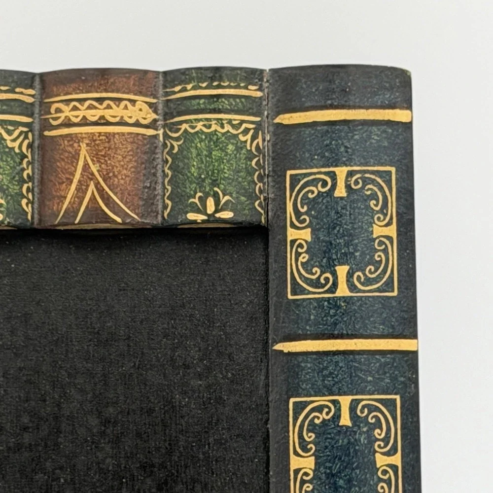 Dark Academia‎ Book Stack Frame 3.5x5 Library Decor Gold Green Study Desk Office
